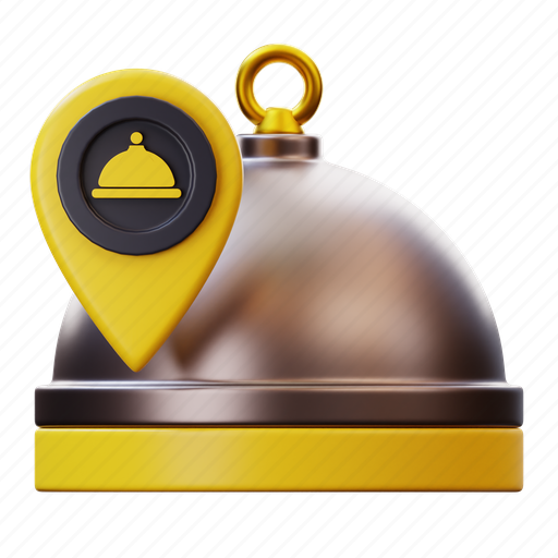 Restaurant, location, food delivery, map, gps, kitchen, direction 3D illustration - Download on Iconfinder