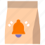 parcel, package, food, delivery, order, bell, notification, notify, alert 