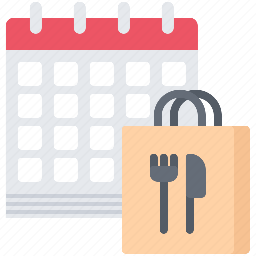 Bag, calendar, delivery, eat, food, restaurant icon - Download on Iconfinder