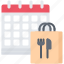bag, calendar, delivery, eat, food, restaurant 