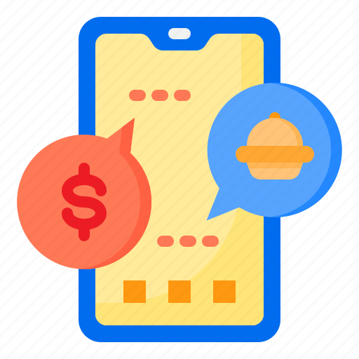 Buy, delivery, food, mobilephone, money icon