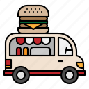hamburger, fast, food, truck, delivery, street