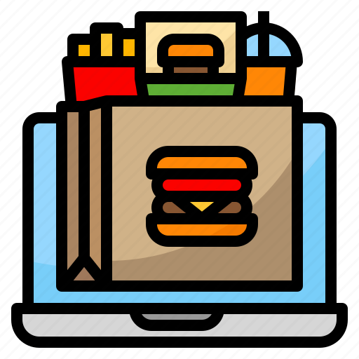 Bag, delivery, fast, food, laptop icon - Download on Iconfinder