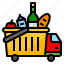 cart, delivery, food, shopping, truck 