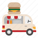 hamburger, fast, food, truck, delivery, street