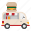 hamburger, fast, food, truck, delivery, street 
