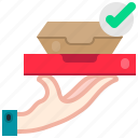 delivery, package, serve, food, box, service, hand