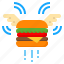delivery, fast, flying, food, hamburger 