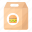 package, burger, delivery, paper bag, food bag 