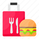 food bag, burger, fast food, delivery, junk food, paper bag, paper sack