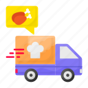 food delivery, truck, fast food, fast cargo, meal, street van, food truck