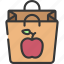apple, shopping, bag, diet, takeout, takeaway 