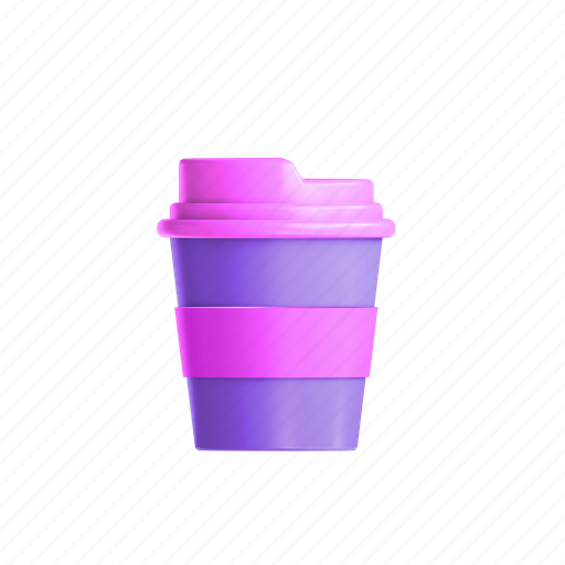 Cup, coffee cup, purple, takeaway, coffee, drink, hot 3D illustration - Download on Iconfinder
