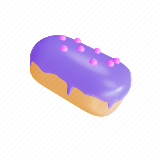 Cake, bread, cream, purple, food, breakfast, sweet 3D illustration - Download on Iconfinder