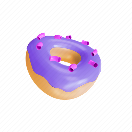 Tridonut, donut, cream, purple, sweet, dessert, bakery 3D illustration - Download on Iconfinder