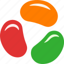 jellybeans, three, colorful, red orange green, jellybean, jelly, bean, beans, candy