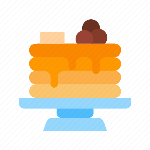 Pancakes, dessert, sweet, food, griddle cake, syrup cake, breakfast icon - Download on Iconfinder