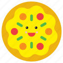 emoji, emoticon, face, food, happy, pizza, smiley