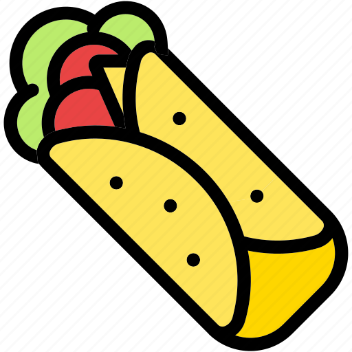 Burrito, meal, roll, snack, tortilla, wrap, food icon - Download on Iconfinder
