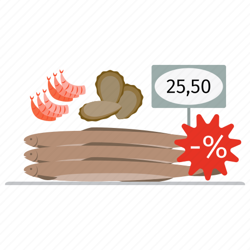 Discount, fish, fresh, market, mussels, price, sea eel icon - Download on Iconfinder