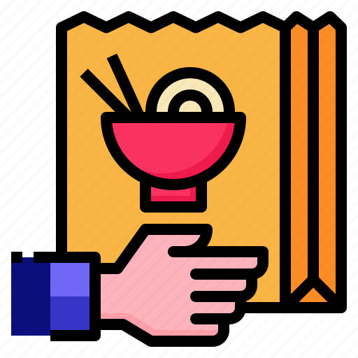 Bag, delivery, food, hand, service icon - Download on Iconfinder