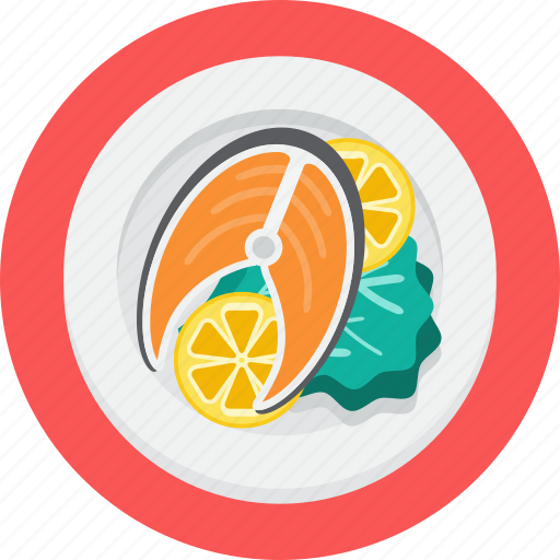 Fishplate, food, lemon, lettuce, seafood icon - Download on Iconfinder