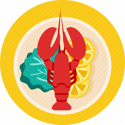 Dish, food, lobster, lemon, lettuce, seafood icon - Download on Iconfinder