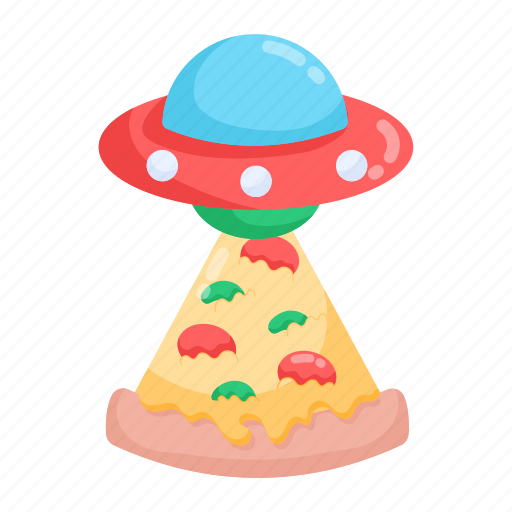 Space food, alien pizza, flying saucer, pizza slice, space travel sticker - Download on Iconfinder