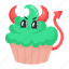 devil cupcake, evil cupcake, halloween dessert, halloween cupcake, halloween muffin 