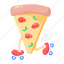 space food, alien pizza, flying saucer, pizza slice, space travel 