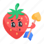 cute strawberry, strawberry emoji, cute fruit, healthy food, organic food 