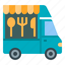 cutlery, eatery, delivery, van, street, food, truck