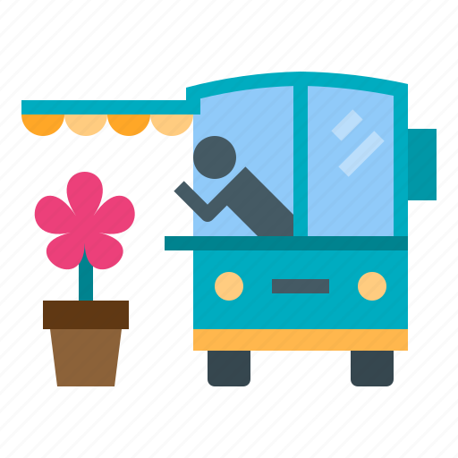Flower, shop, delivery, vendor, street, food, truck icon - Download on Iconfinder