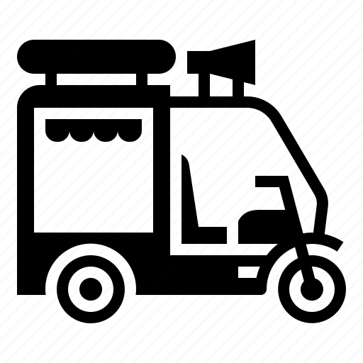 Rickshaw, bistro, megaphone, delivery, street, food, truck icon - Download on Iconfinder