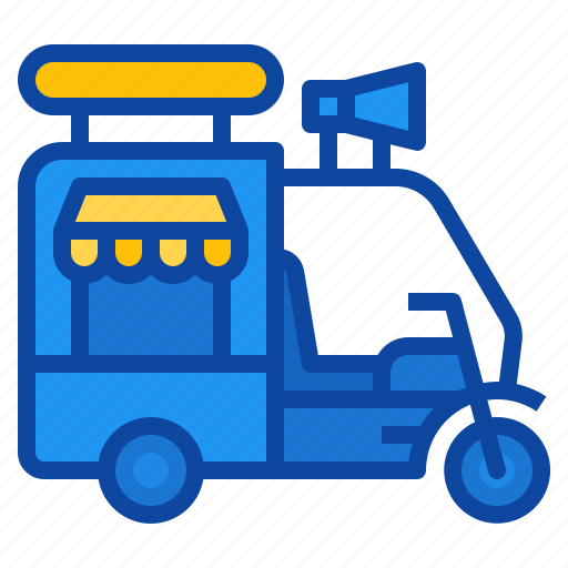 Rickshaw, bistro, megaphone, delivery, street, food, truck icon - Download on Iconfinder