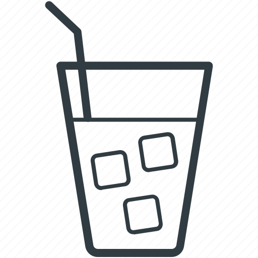 Cold drink, drink, ice cubes, juice, straw icon - Download on Iconfinder