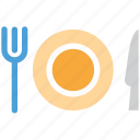 cutlery, fork, knife, plate