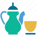 cup, tea serving, tea set, teapot
