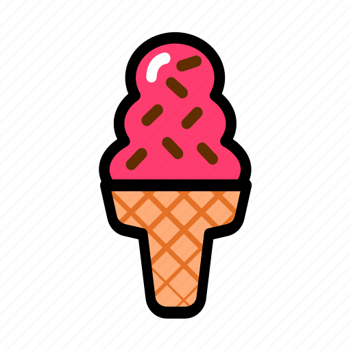Strawberry, ice, cream, cone, food, cold icon - Download on Iconfinder