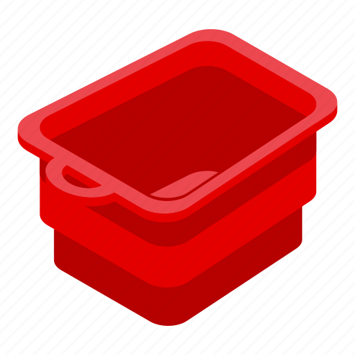 Red, box, foot, bath, isometric icon - Download on Iconfinder