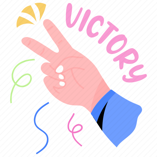 Victory, game gesture, hand sign, hand gesture, victory sign sticker - Download on Iconfinder