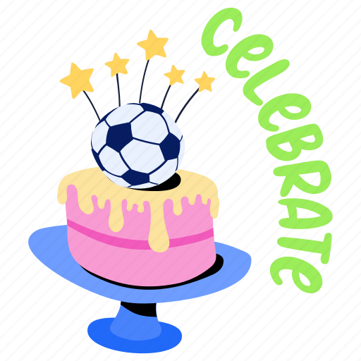 Cake, celebration, dessert, food, football sticker - Download on Iconfinder