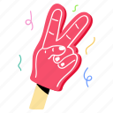 fan fingers, victory, cheering stick, hand gesture, victory sign
