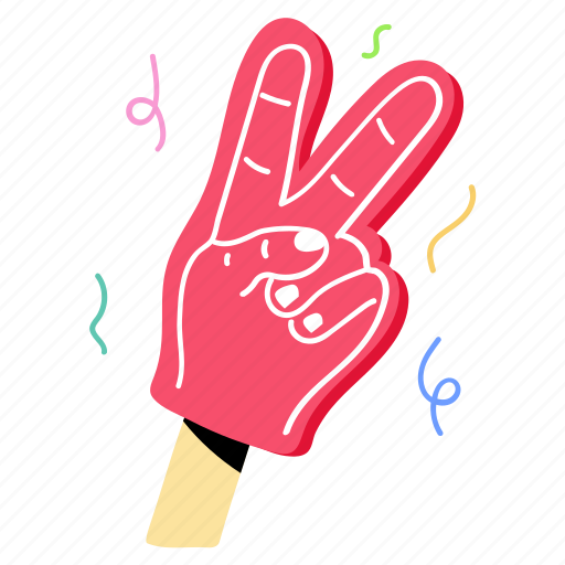 Fan fingers, victory, cheering stick, hand gesture, victory sign sticker - Download on Iconfinder