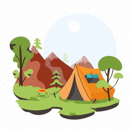 Forest camping, camping boy, forest bonfire, solo camping, forest tour icon - Download on Iconfinder