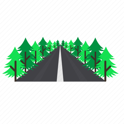 Forestry, forrest, high, pine, road, trees icon - Download on Iconfinder