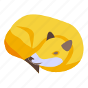 sleeping, fox, isometric