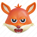 angry, fox, emoticon, illustration, social media, sticker, face, expresion, emoji, message, chat, conversation, smiley 