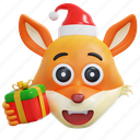 christmast, fox, emoticon, illustration