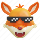 fox, pixel, glasses, emoticon, illustration, social media, sticker, face, expresion, emoji, message, chat, conversation, smiley 